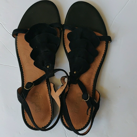 Indigo by Clarks ruffled suede ankle wrap sandals - Picture 3 of 8